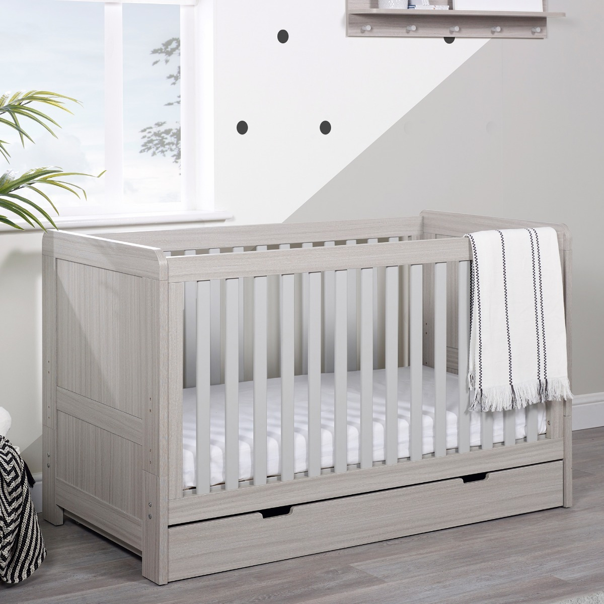 Ickle Bubba Pembrey Ash Grey Cot Bed and Under Drawer - image 1