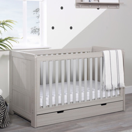Ickle Bubba Pembrey Ash Grey Cot Bed and Under Drawer - thumbnail 1