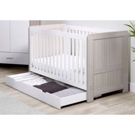 Ickle Bubba Pembrey Ash Grey and White Cot Bed with Under Drawer - thumbnail 2