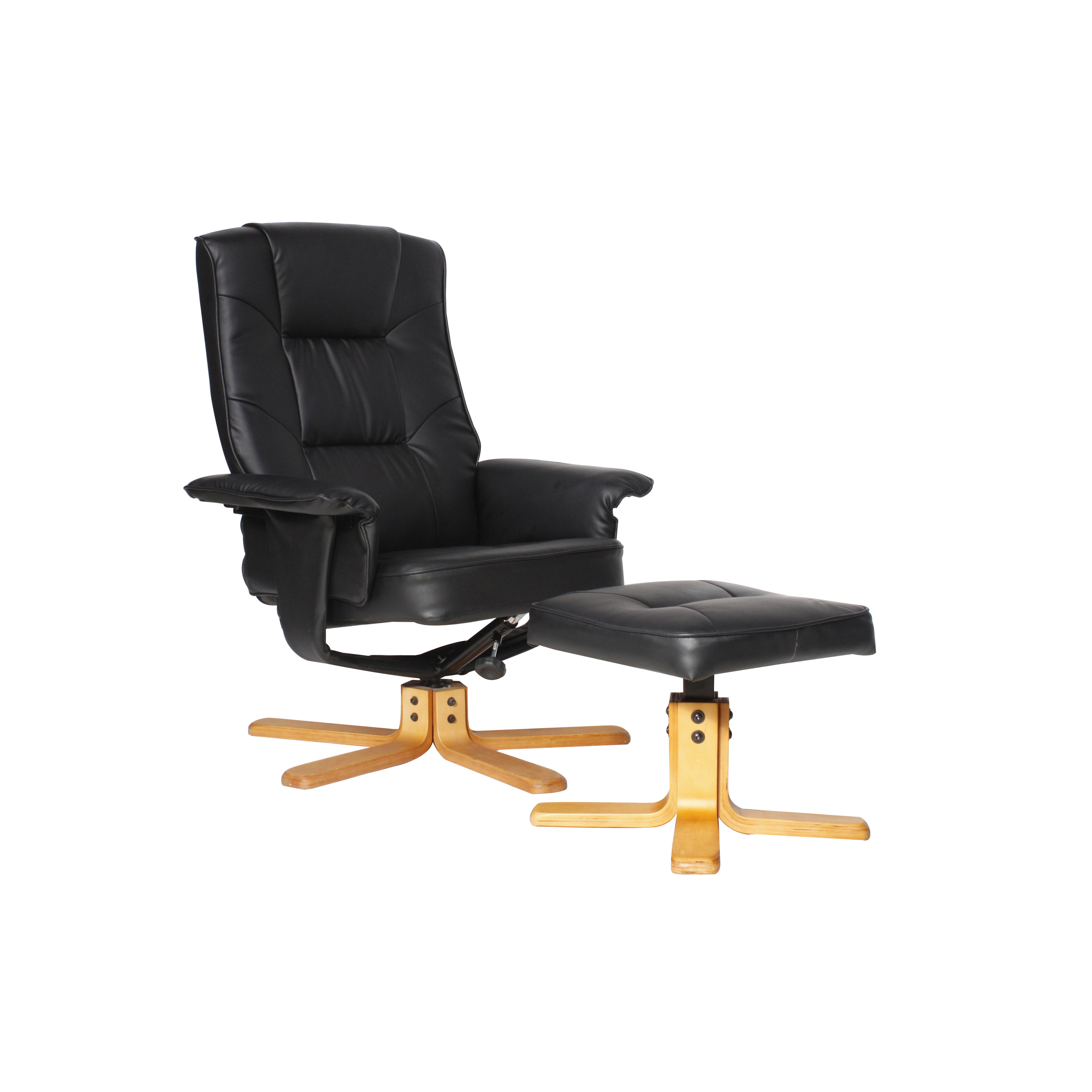 Alphason Drake Reclining Chair with Footstool Set Black