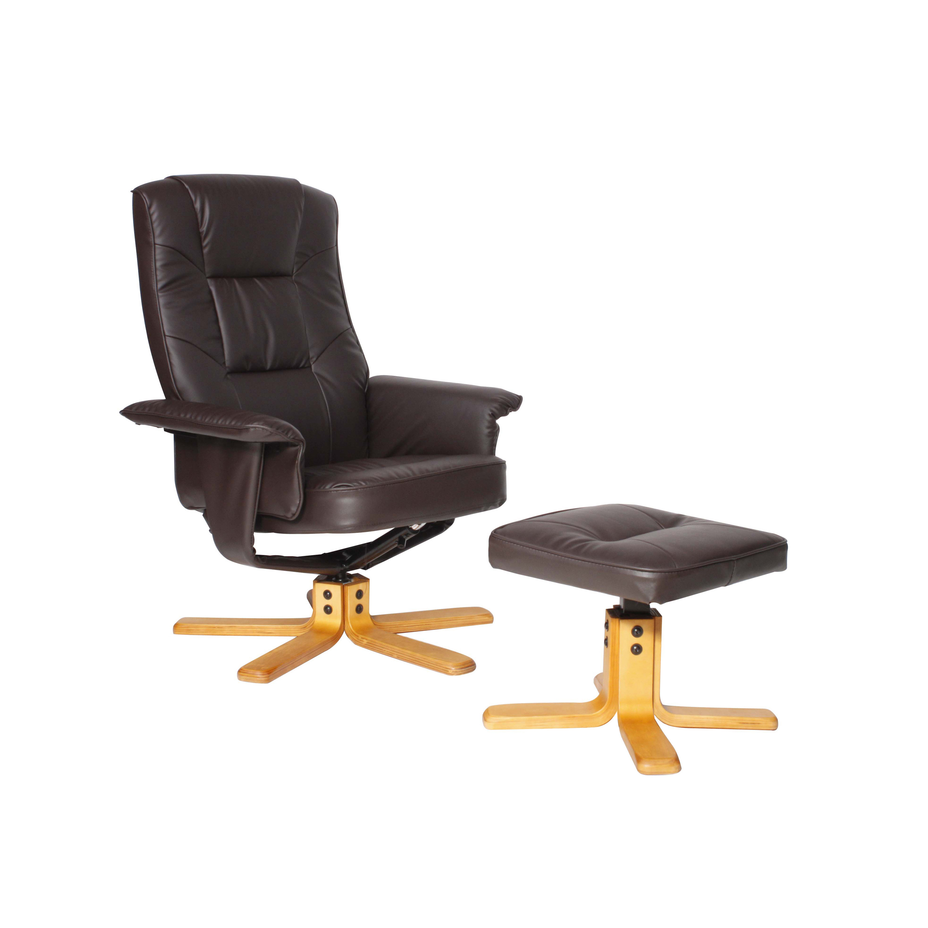 Alphason Drake Reclining Chair with Footstool Set Brown
