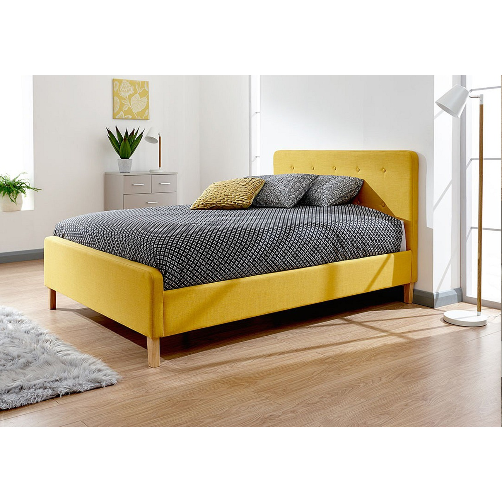 GFW Ashbourne Mustard Fabric Bed Frame - image 1