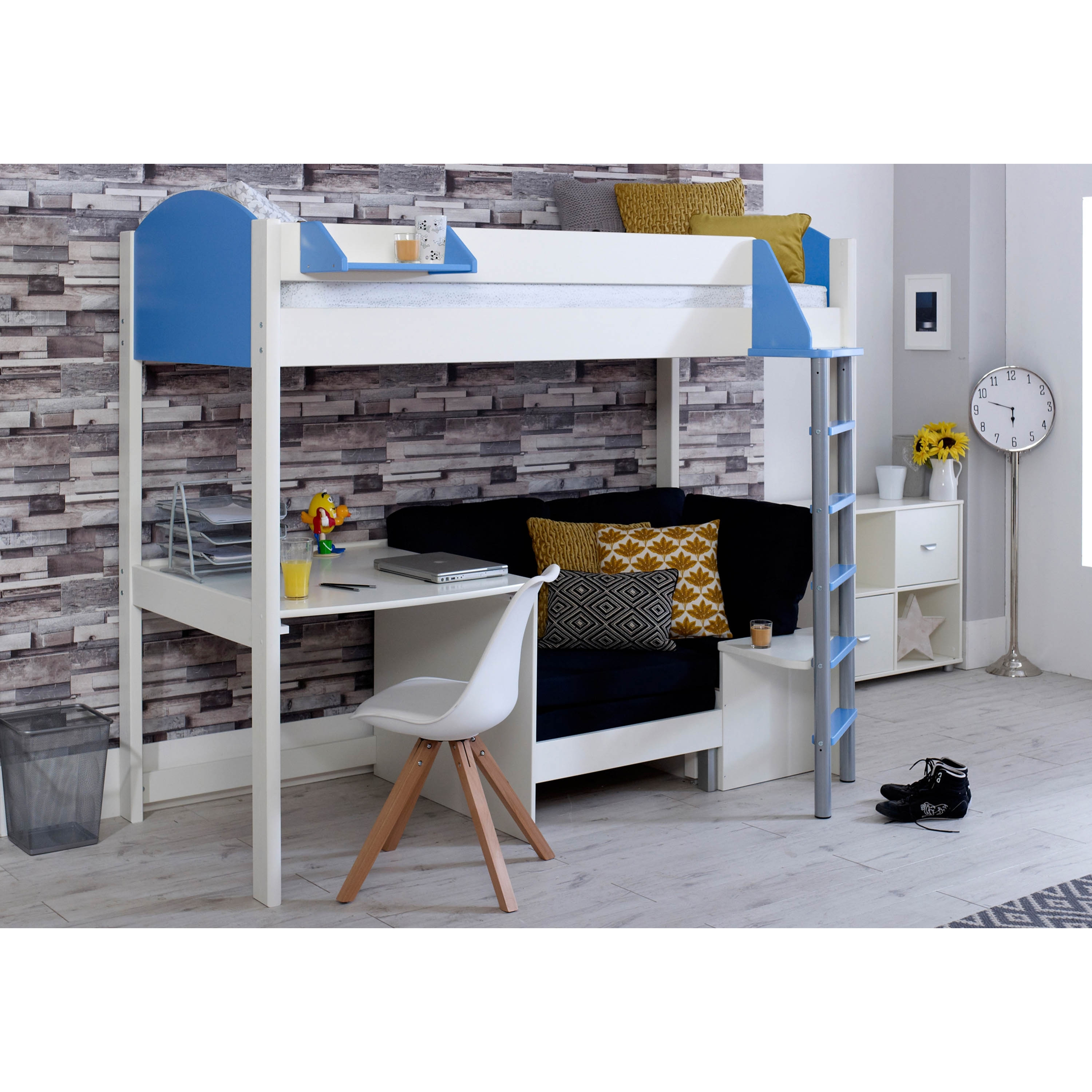 Kids Avenue Noah B Highsleeper White/Blue by Bed Kingdom