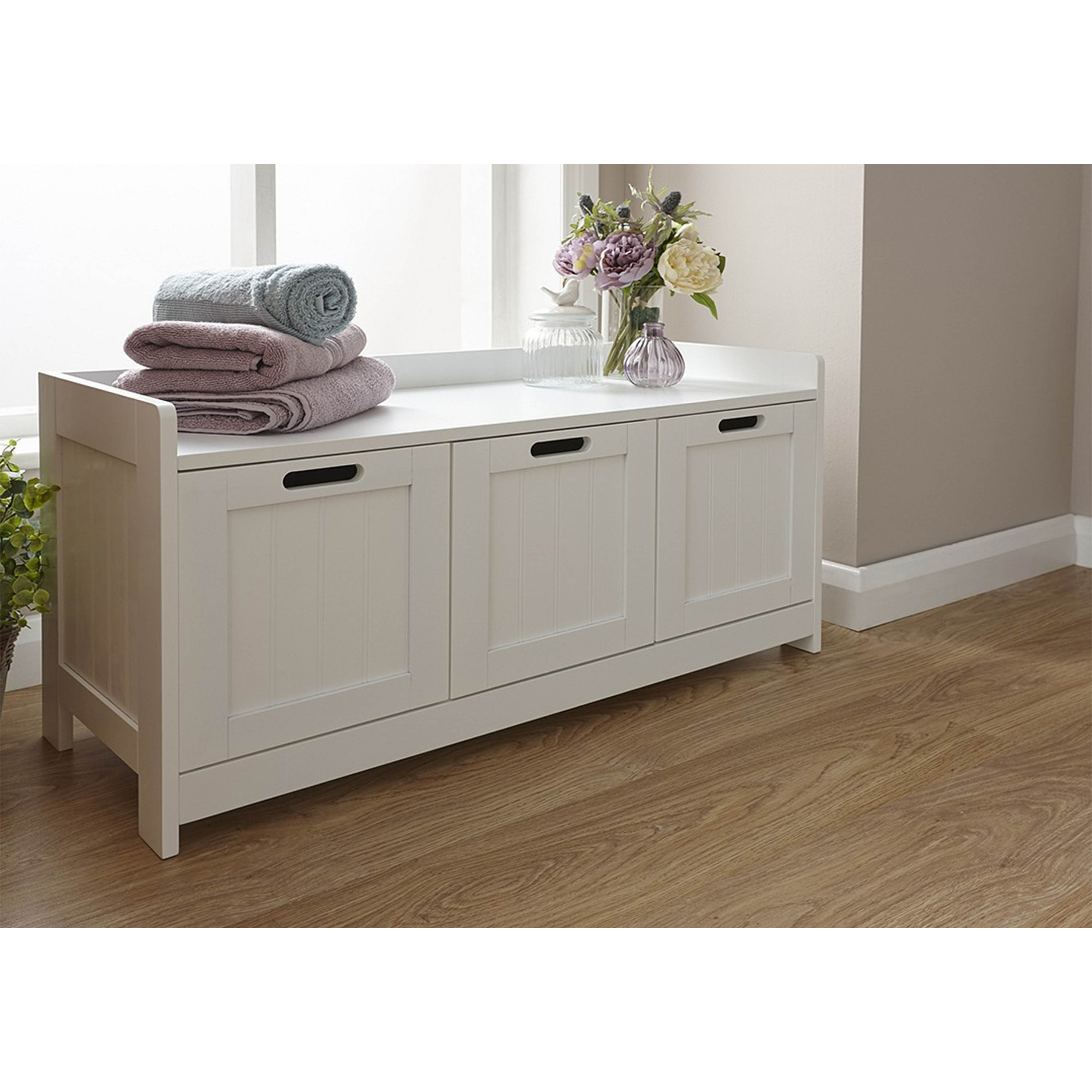 GFW Colonial 3 Door Storage Bench White