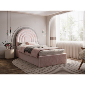 Flair Ava Single Ottoman Bed Pink Velvet