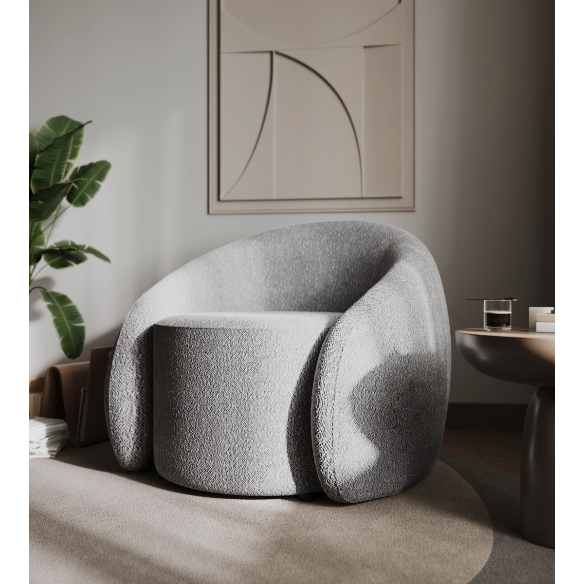 Flair Aelia Boucle Teddy Accent Swivel Chair Grey - image 1