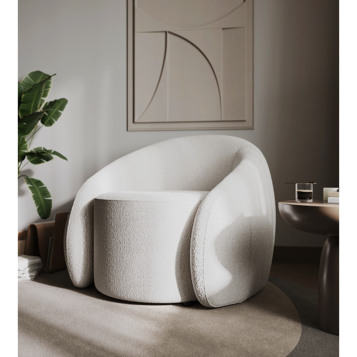 Flair Aelia Boucle Teddy Accent Swivel Chair Cream - image 1