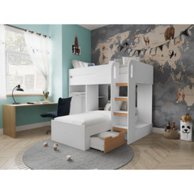Flair Benito L Shape Adaptable Bunk Bed White And Oak - thumbnail 2