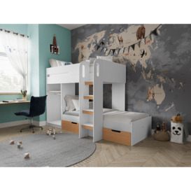 Flair Benito L Shape Adaptable Bunk Bed White And Oak - thumbnail 3