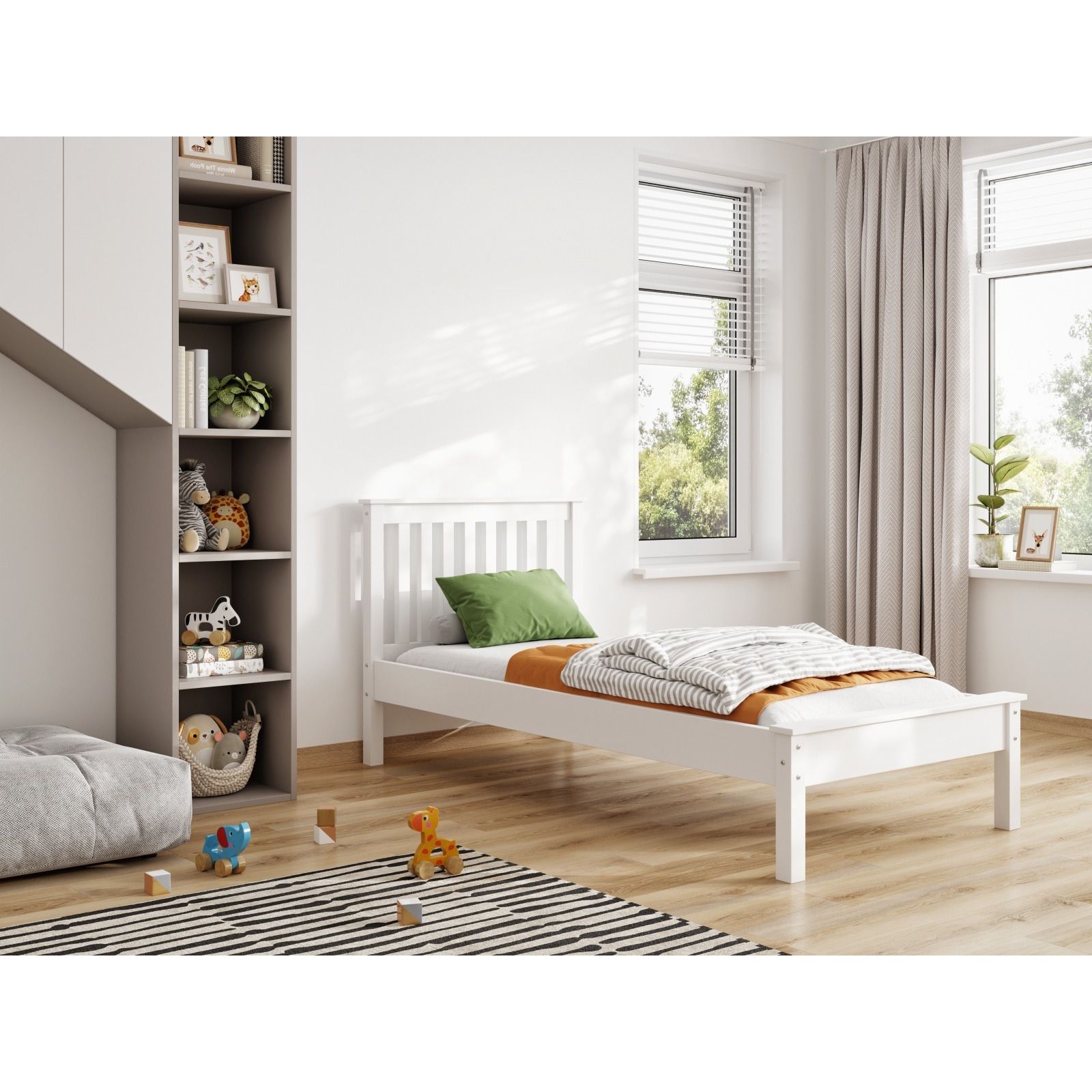 Flair Disley Solid Wood Single Bed Frame - White - image 1