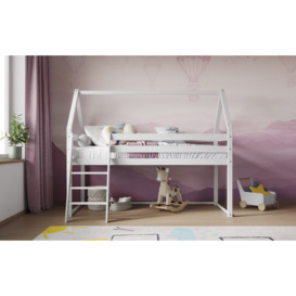 Flair Ellie House Midsleeper Wooden Bed in White - thumbnail 2