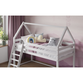 Flair Ellie House Midsleeper Wooden Bed in White - thumbnail 3
