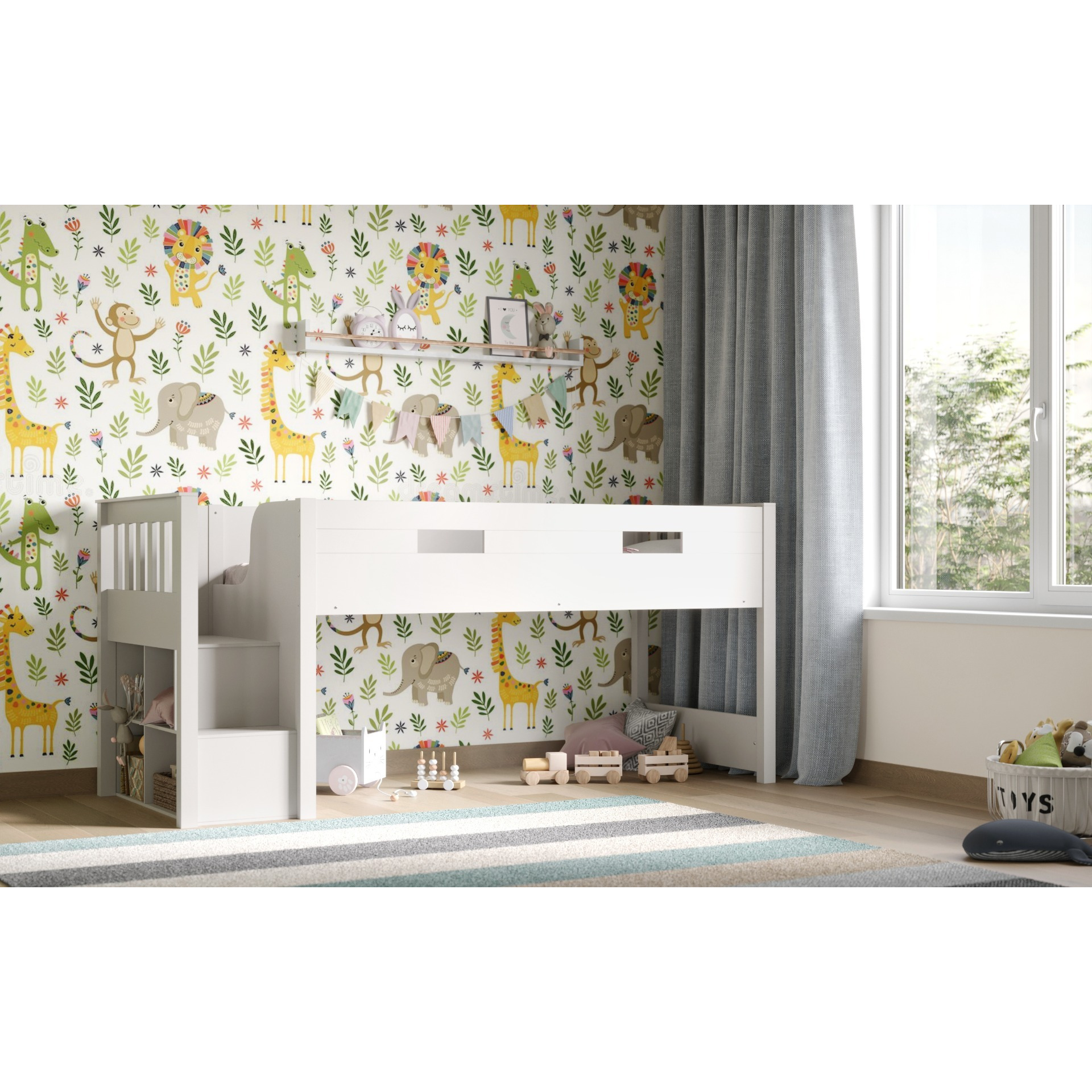 Flair White Charlie Staircase Mid Sleeper Cabin Bed - image 1