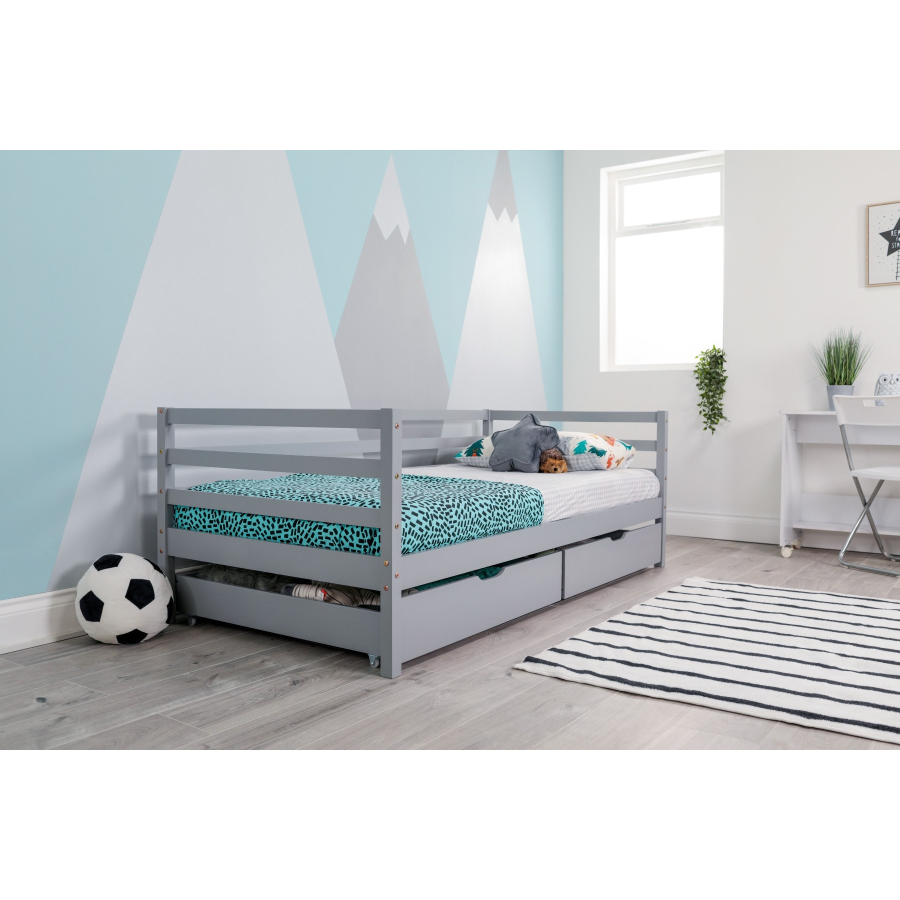 Flair Wooden Cloud Single Day Bed With Optional Drawers Grey - image 1