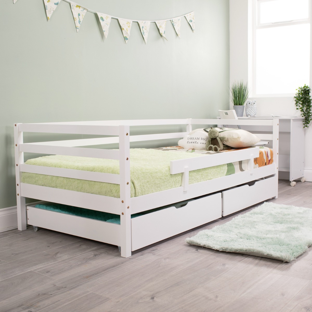 Flair Wooden Cloud Single Day Bed With Optional Drawers White - image 1
