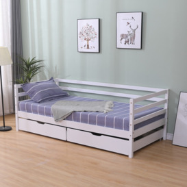 Flair Wooden Cloud Single Day Bed With Optional Drawers White - thumbnail 3