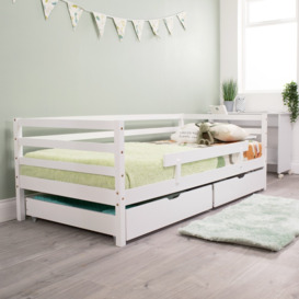 Flair Wooden Cloud Single Day Bed With Optional Drawers White