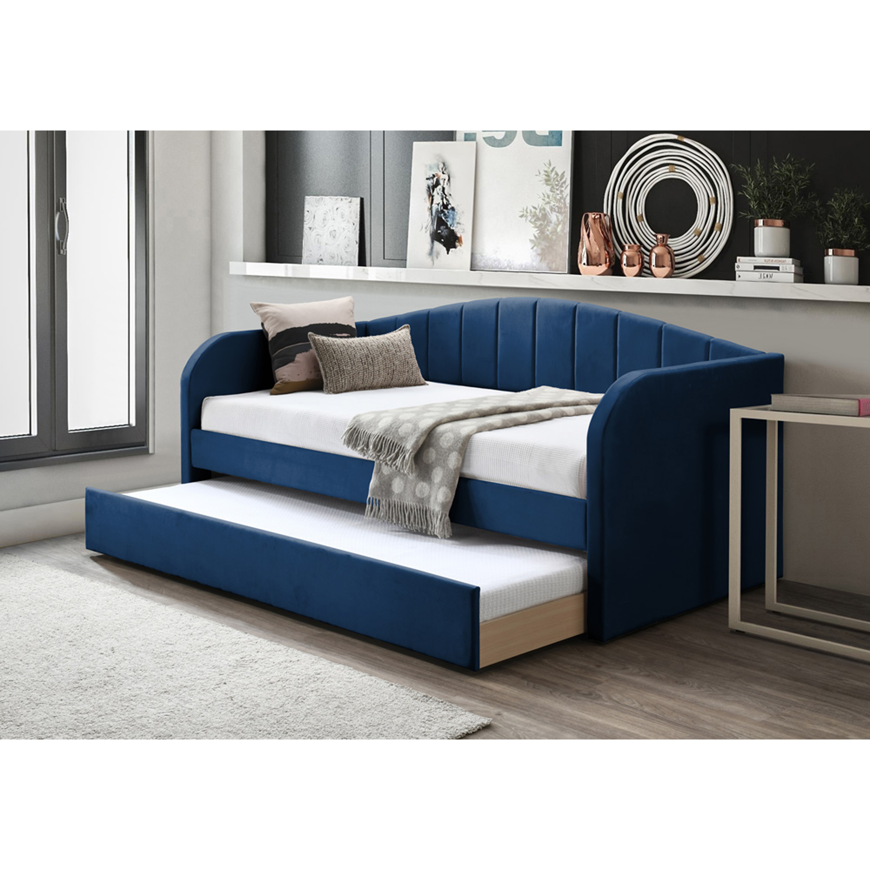 Flintshire Fabric Day Bed with Trundle Blue