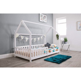 Flair White Wooden Explorer Playhouse Bed With Rails - thumbnail 1