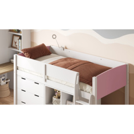 Flair Loop Midsleeper Wooden Bed Full Storage Set Pink - thumbnail 2
