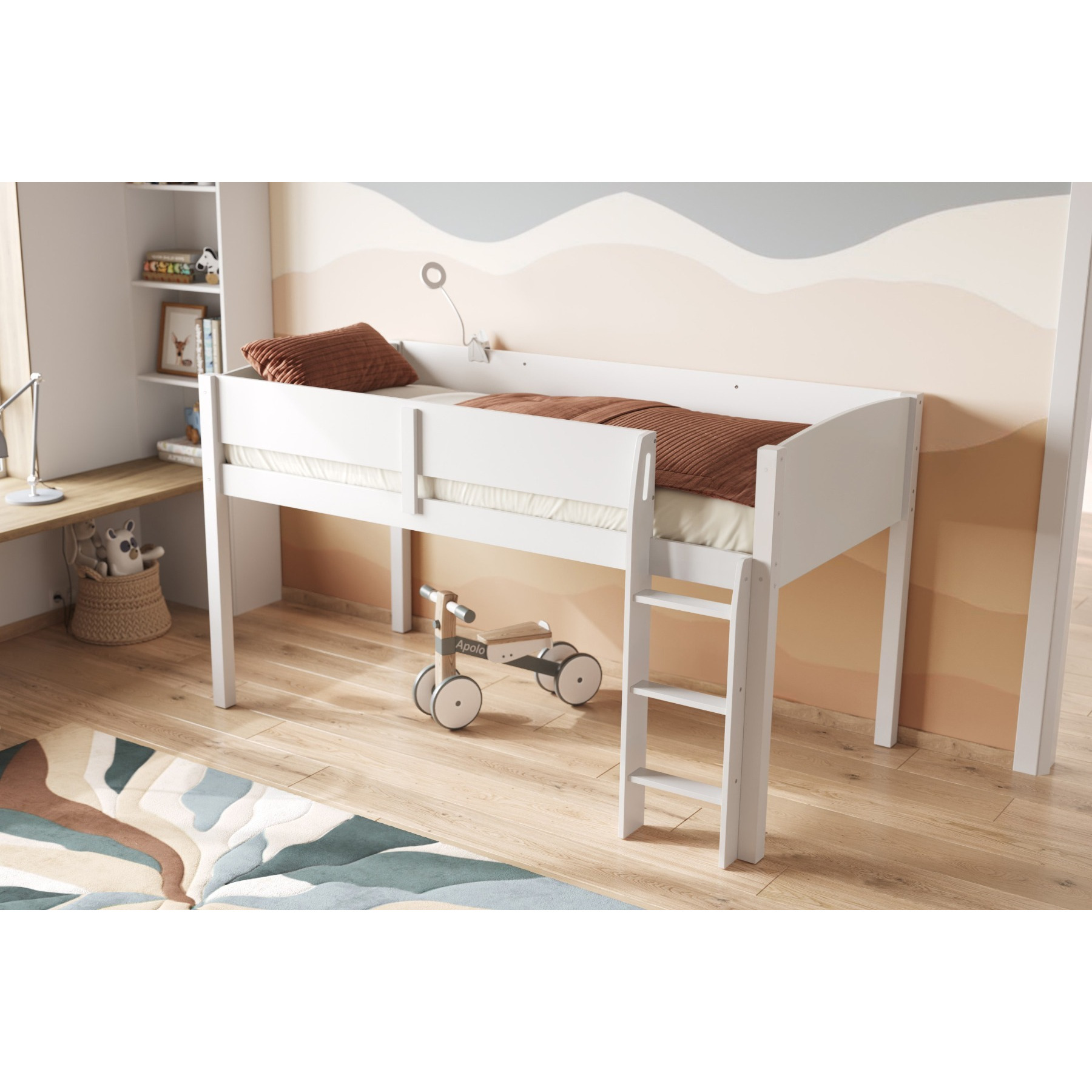Flair Loop Wooden Mid Sleeper Cabin Bed White - image 1