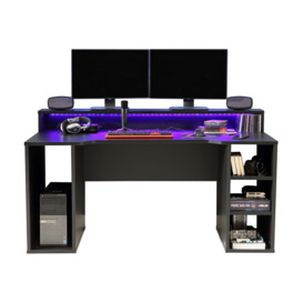Flair Power X Black Computer Gaming Desk With Colour Changing LED Lights - thumbnail 3