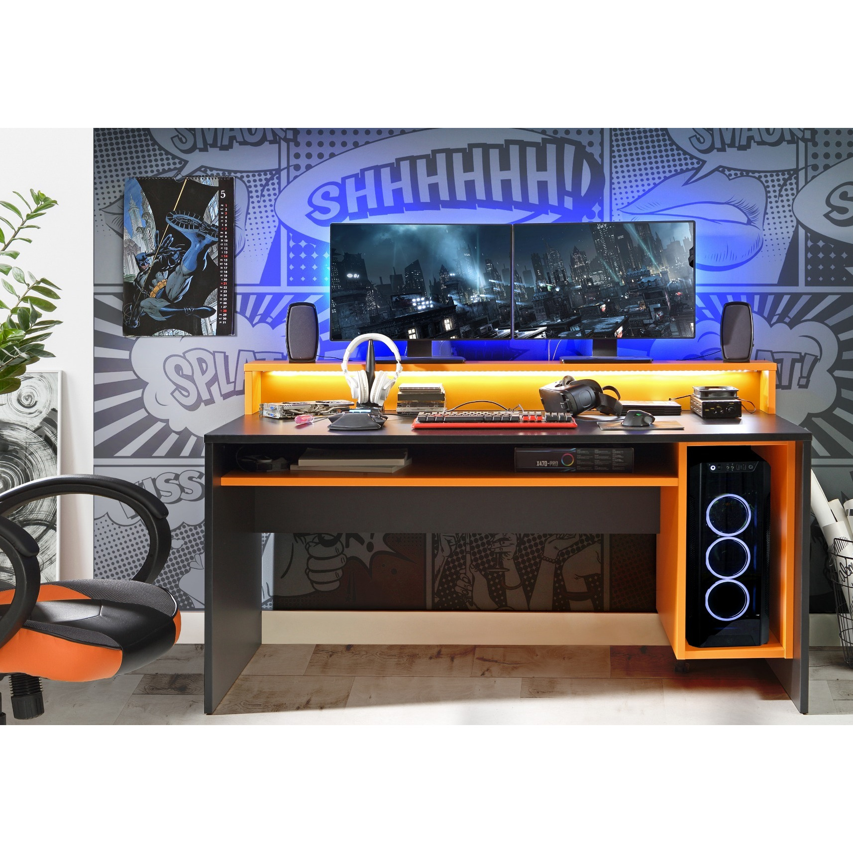 Flair Power Y LED Gaming Desk Orange - image 1