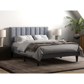 Flair Riverside Linen Fabric Bed Grey Kingsize