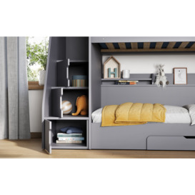 Flair Slick Staircase Bunk Bed Grey With Storage - thumbnail 3
