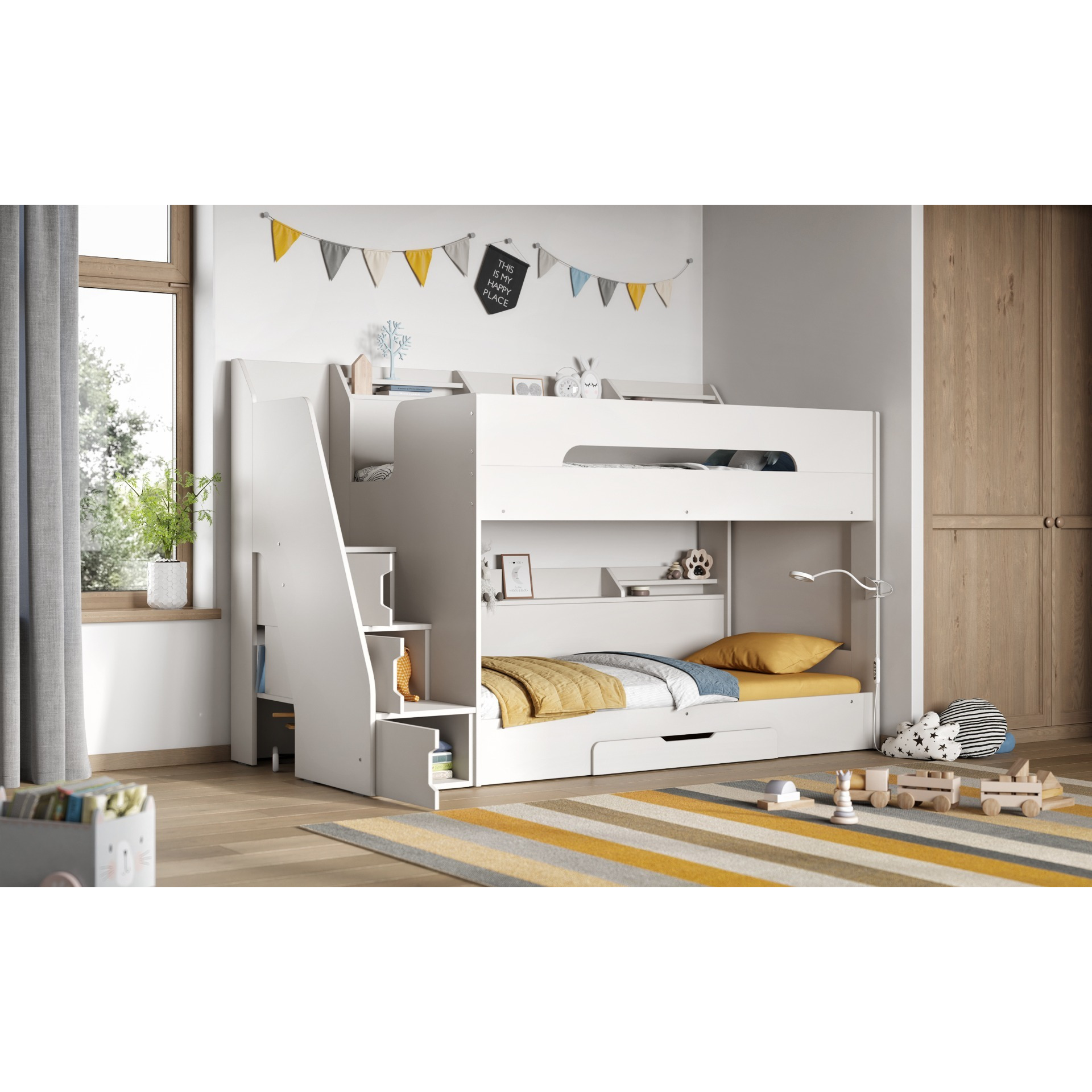 Flair Slick Staircase Bunk Bed White - image 1