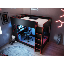 Recoil Shuttle LED Gaming High Sleeper Small Double Black - thumbnail 3