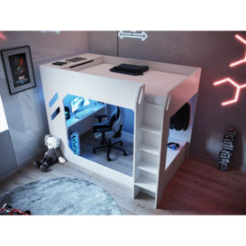 Recoil Shuttle LED Gaming High Sleeper Small Double White - thumbnail 2