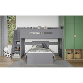 Flair Stepaside Staircase L Shaped Bunk Bed with Storage in Grey - thumbnail 3