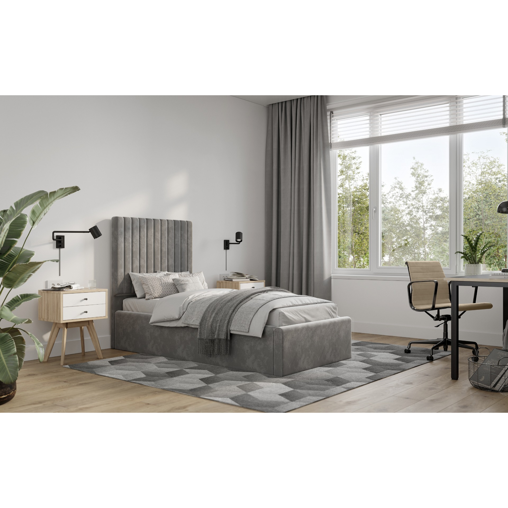Flair Verona Velvet Single Ottoman Bed Steel Grey