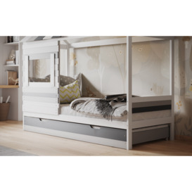 Flair White and Grey Woodland House Bed With Trundle - thumbnail 3