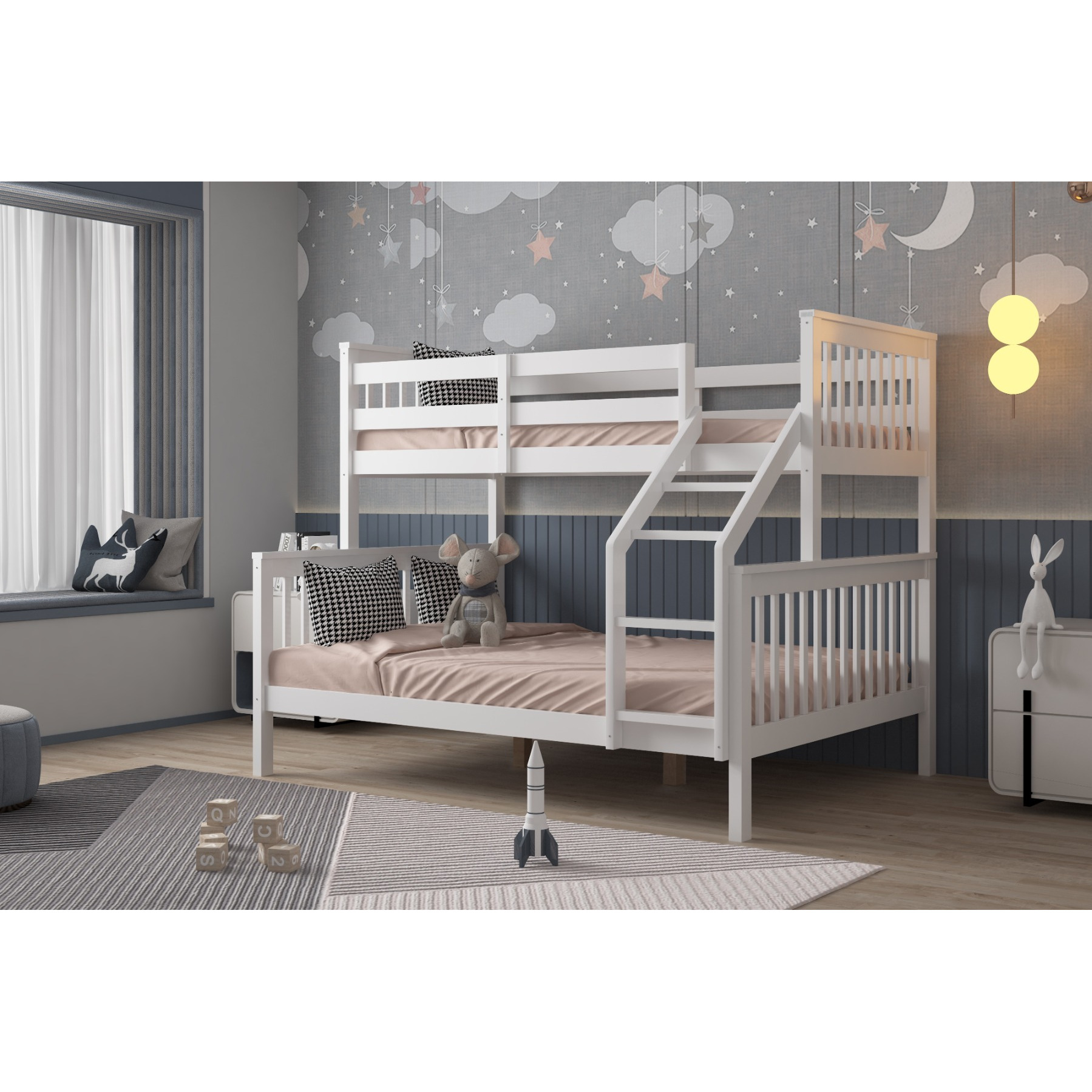 Flair Wooden Zoom Triple Bunk Bed White - image 1