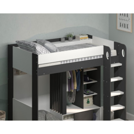 Flair Hampton High Sleeper With Optional Desk - White & Grey - thumbnail 2