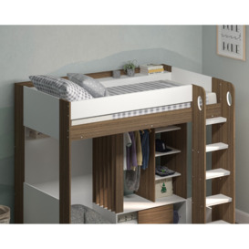 Flair Hampton High Sleeper With Optional Desk - White & Walnut - thumbnail 2