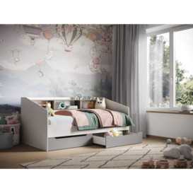 Flair Leni Day Bed with Shelves and Drawers White and Grey