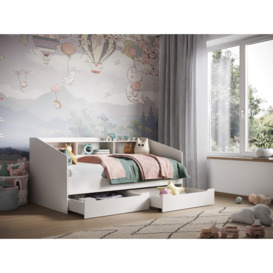 Flair Leni Day Bed with Shelves and Drawers White - thumbnail 2