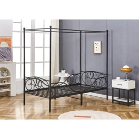 Flair Liberty Black Metal Four Poster Bed With Side Rails - thumbnail 2