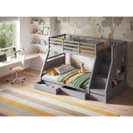 Flair Lunar Staircase Triple Bunk Bed with Shelves Grey - thumbnail 2