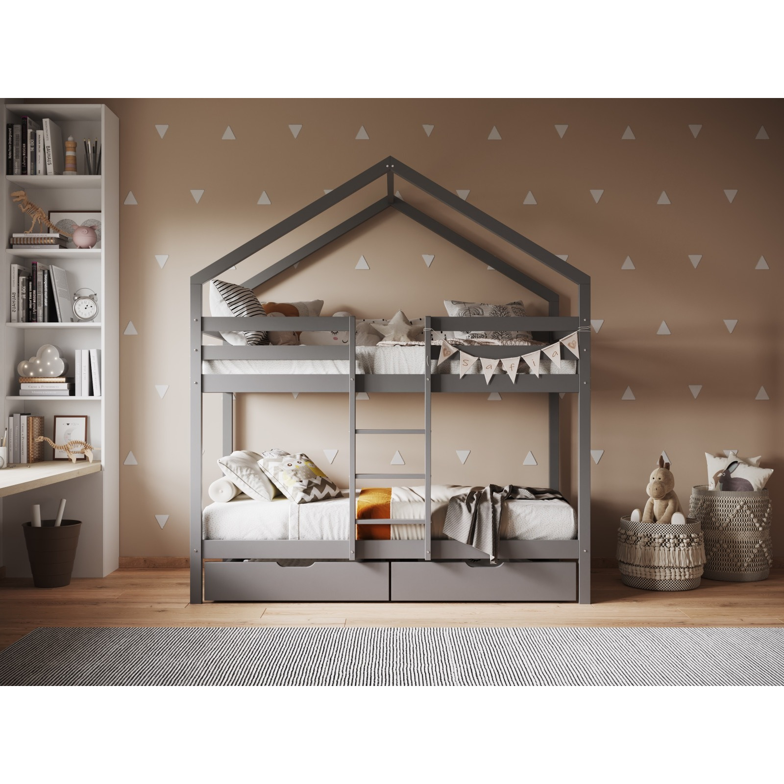 Flair Nest House Bunk Bed with Optional Storage Grey - image 1