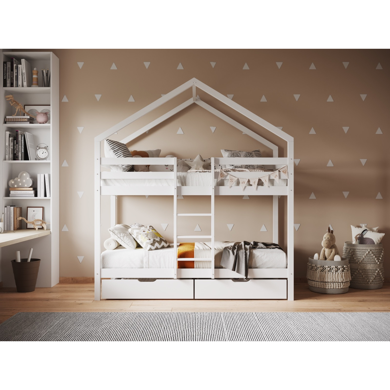 Flair Nest House Bunk Bed with Optional Storage White - image 1