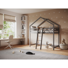 Flair Nook House Midsleeper Wooden Bed Grey