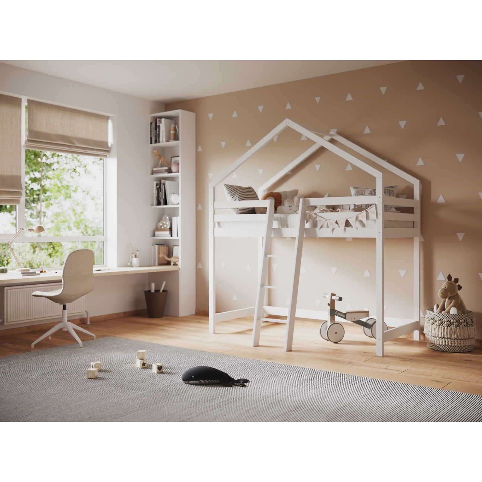 Flair Nook House Midsleeper Wooden Bed White - image 1