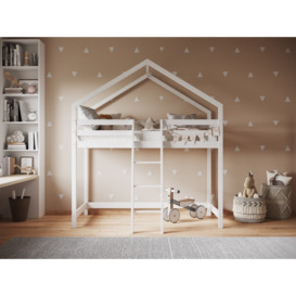 Flair Nook House Midsleeper Wooden Bed White - thumbnail 2