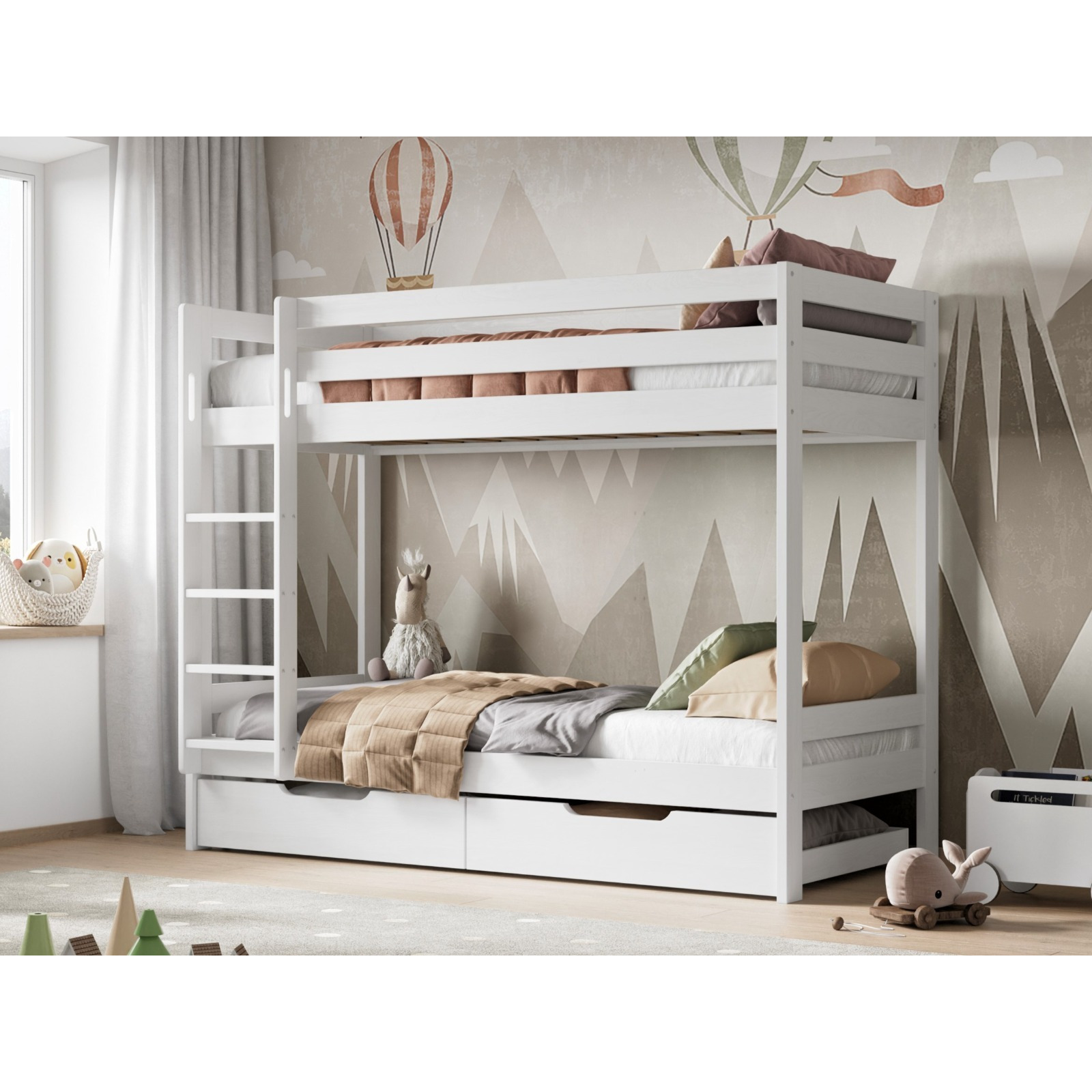 Noomi Nora Solid Wood Bunk Bed with Optional Storage (FSC-Certified) White - image 1