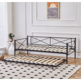 Flair Hudson Black Metal Day Bed With Trundle - thumbnail 2