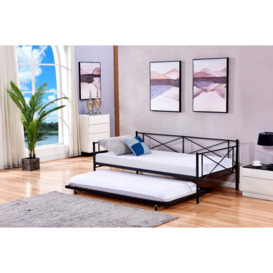 Flair Hudson Black Metal Day Bed With Trundle